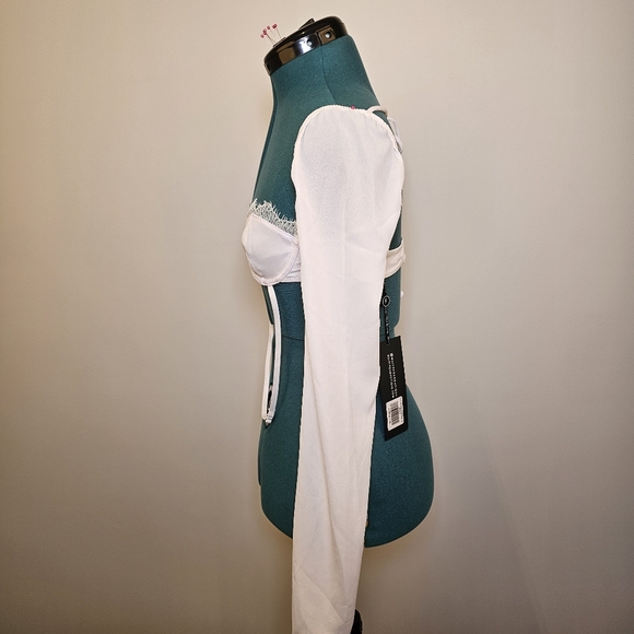 NWT White Fox white chiffon long sleeve crop top size XS US - Picture 3 of 8